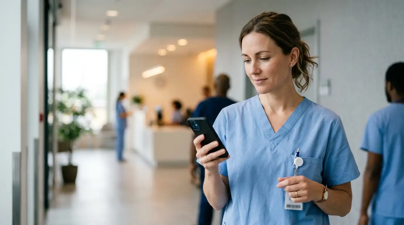 Healthcare professional checking HIPAA-compliant medical application data on tablet