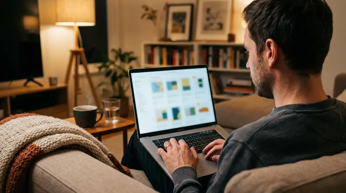 Man browsing e-commerce site powered by AI retail software development